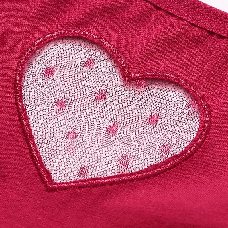 2 Pack Cotton Mix Panties Heart Hollow Out Briefs Low-Waist Underpants Seamless Underwear