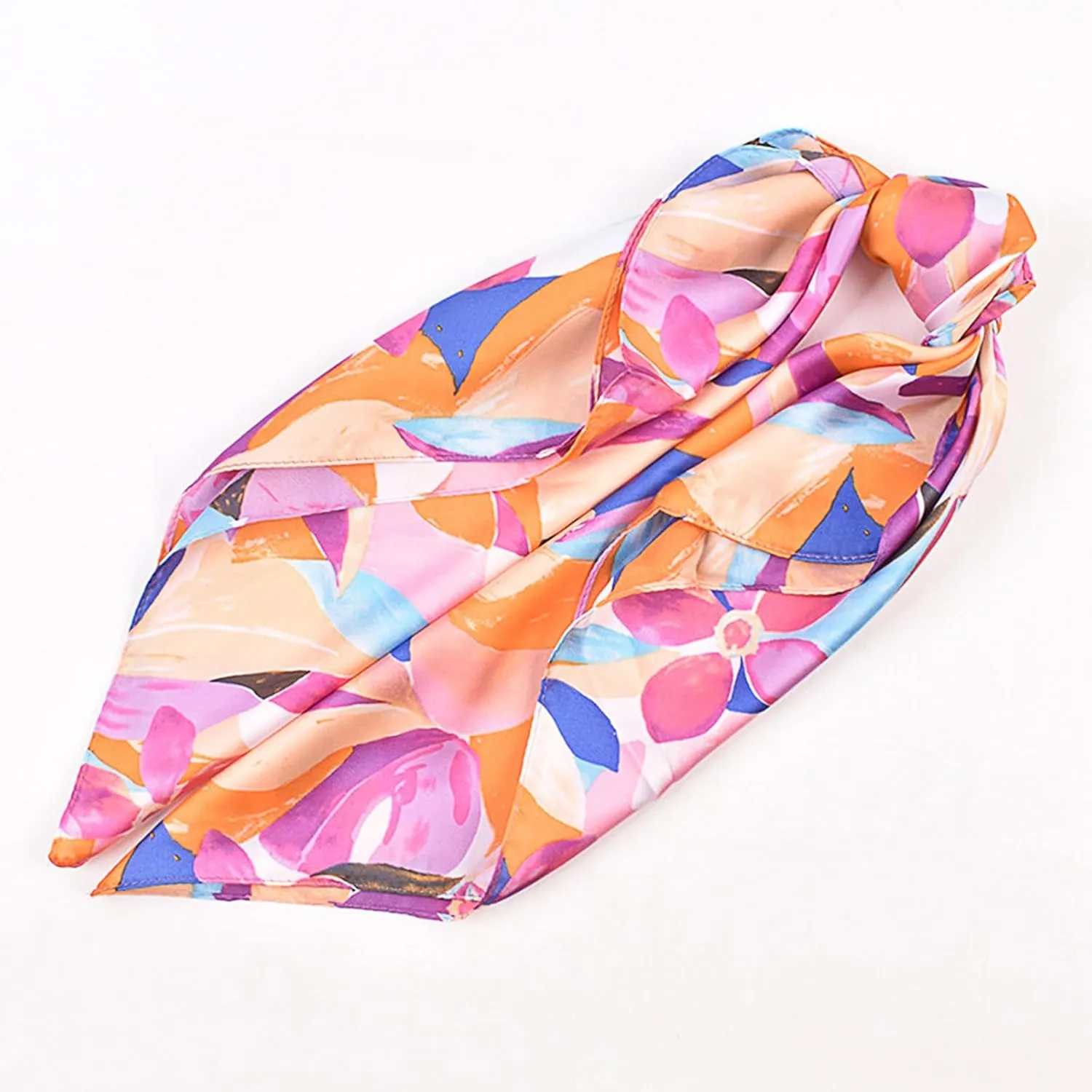 27.5 Inches Satin Head Scarf for Women Silk-Like Floral Hair Scarf, Neck Scarf for Women, Multi-Use Square Scarf