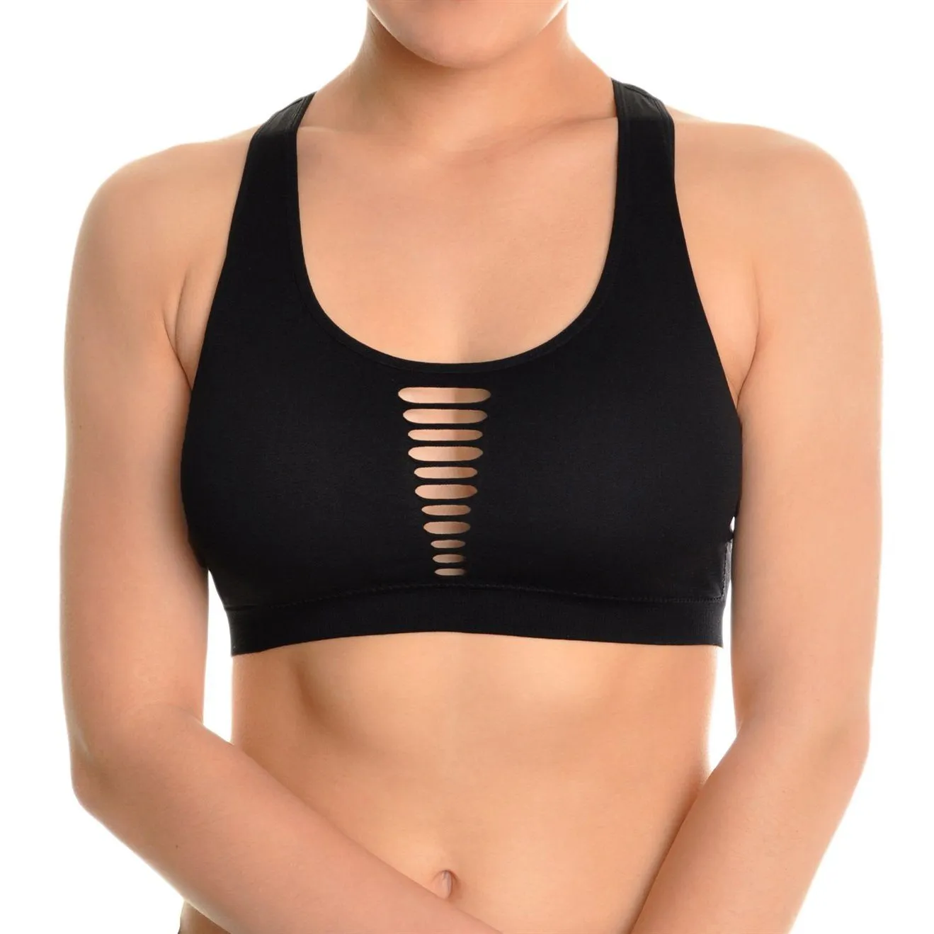 3-Pack: Women's Seamless Criss Cross Strappy Back Sports Bra