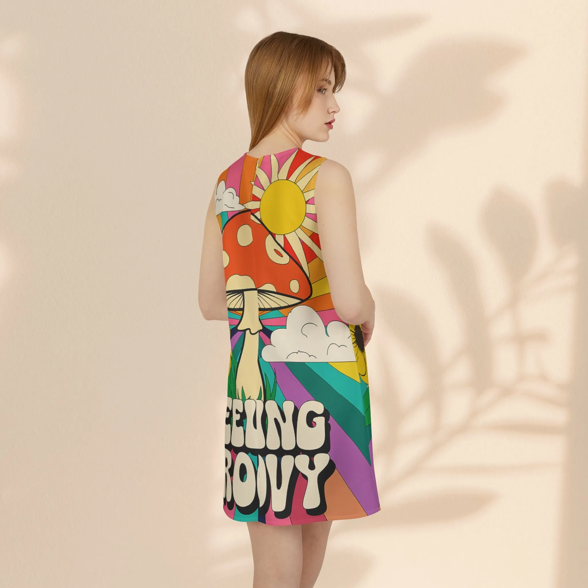 A-line Sleeveless Dress - Feeling Groovy