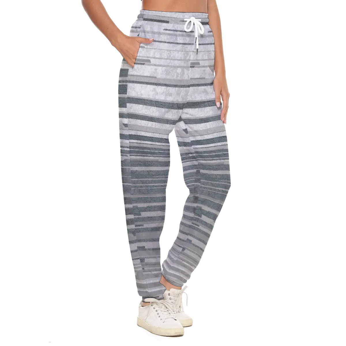 All-Over Print Women's Casual Pants 230 silver print
