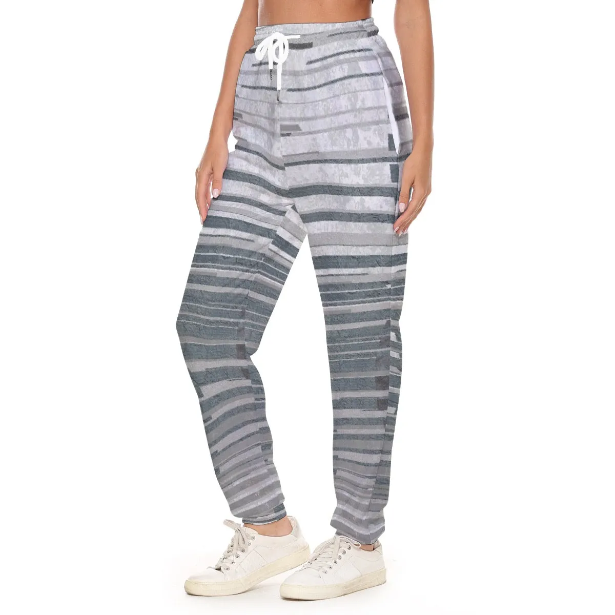 All-Over Print Women's Casual Pants 230 silver print