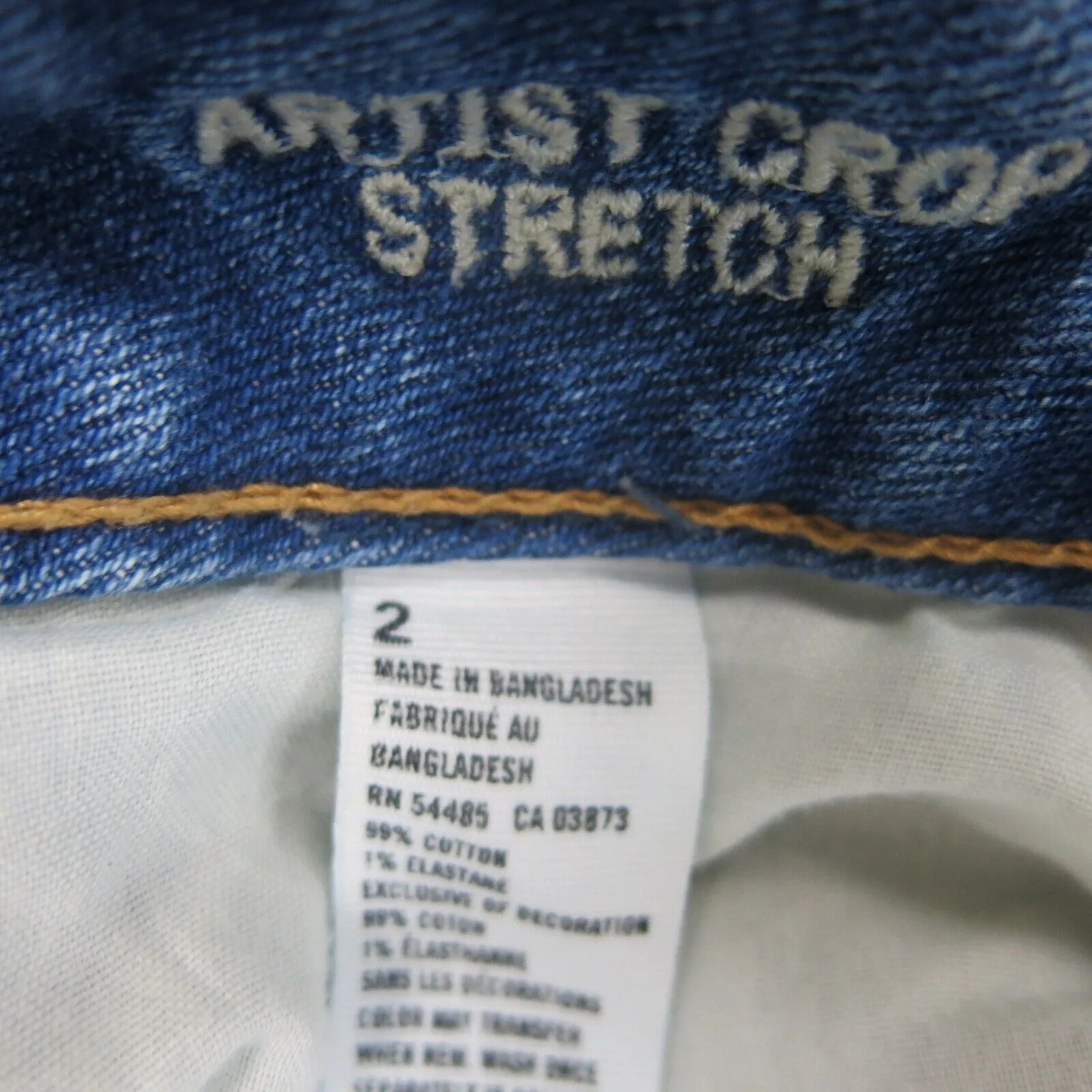 American Eagle Womens Artist Crop Jeans Stretch 100%Cotton High Rise Blue Size 2