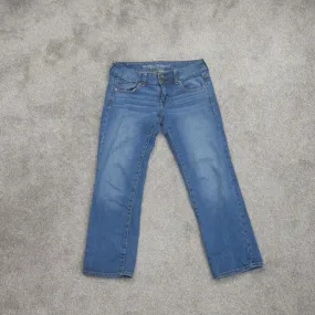 American Eagle Womens Artist Crop Jeans Stretch 100%Cotton High Rise Blue Size 2