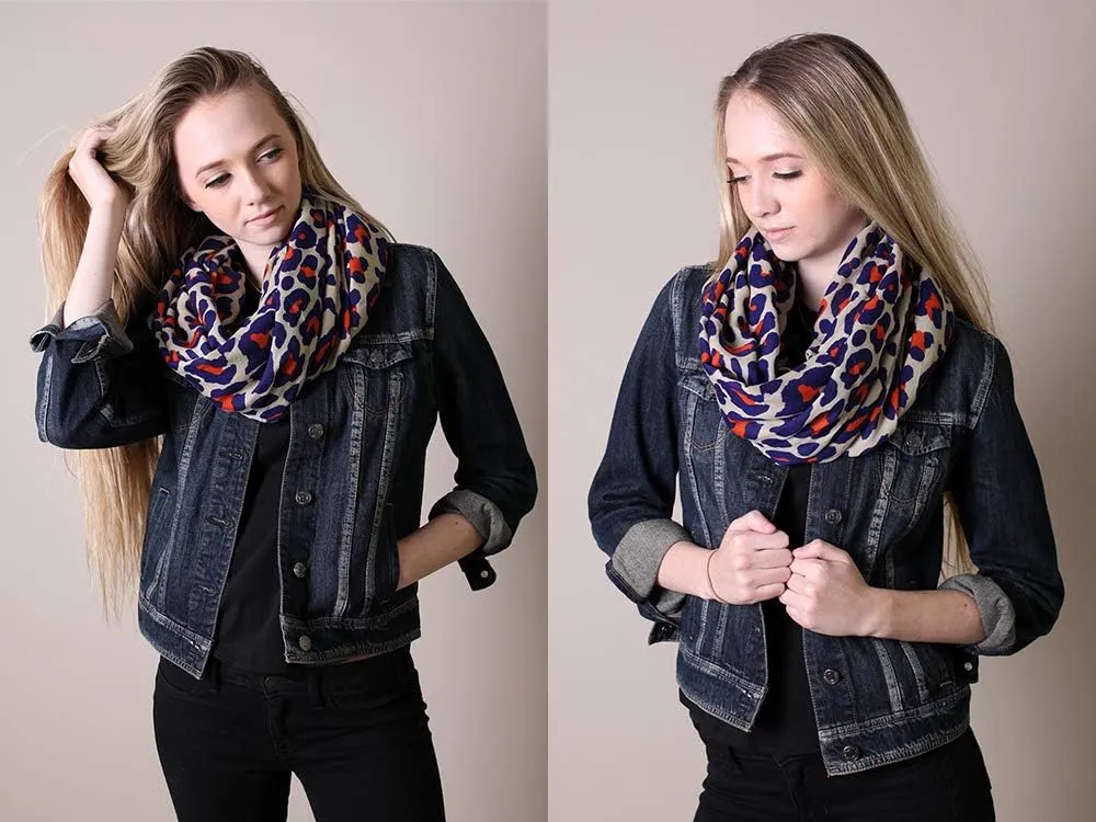 Anika Dali Women's Animal Print Infinity Loop Scarfs Wrap (Leopard, Python, Cheetah, Skulls)