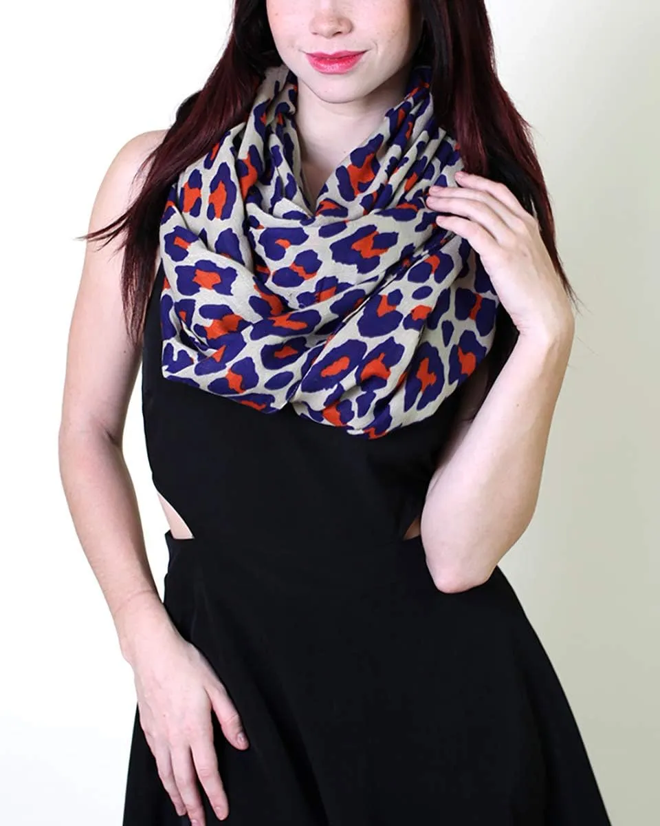 Anika Dali Women's Animal Print Infinity Loop Scarfs Wrap (Leopard, Python, Cheetah, Skulls)