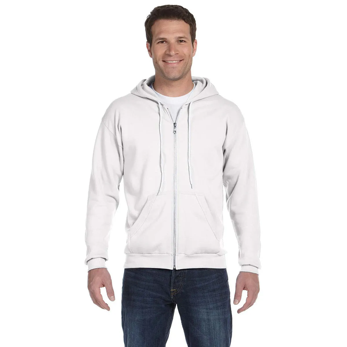 Anvil Men's White Full-Zip Hooded Fleece