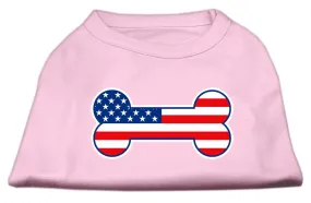 Bone Shaped American Flag Screen Print Shirts  Light Pink XXXL(20)