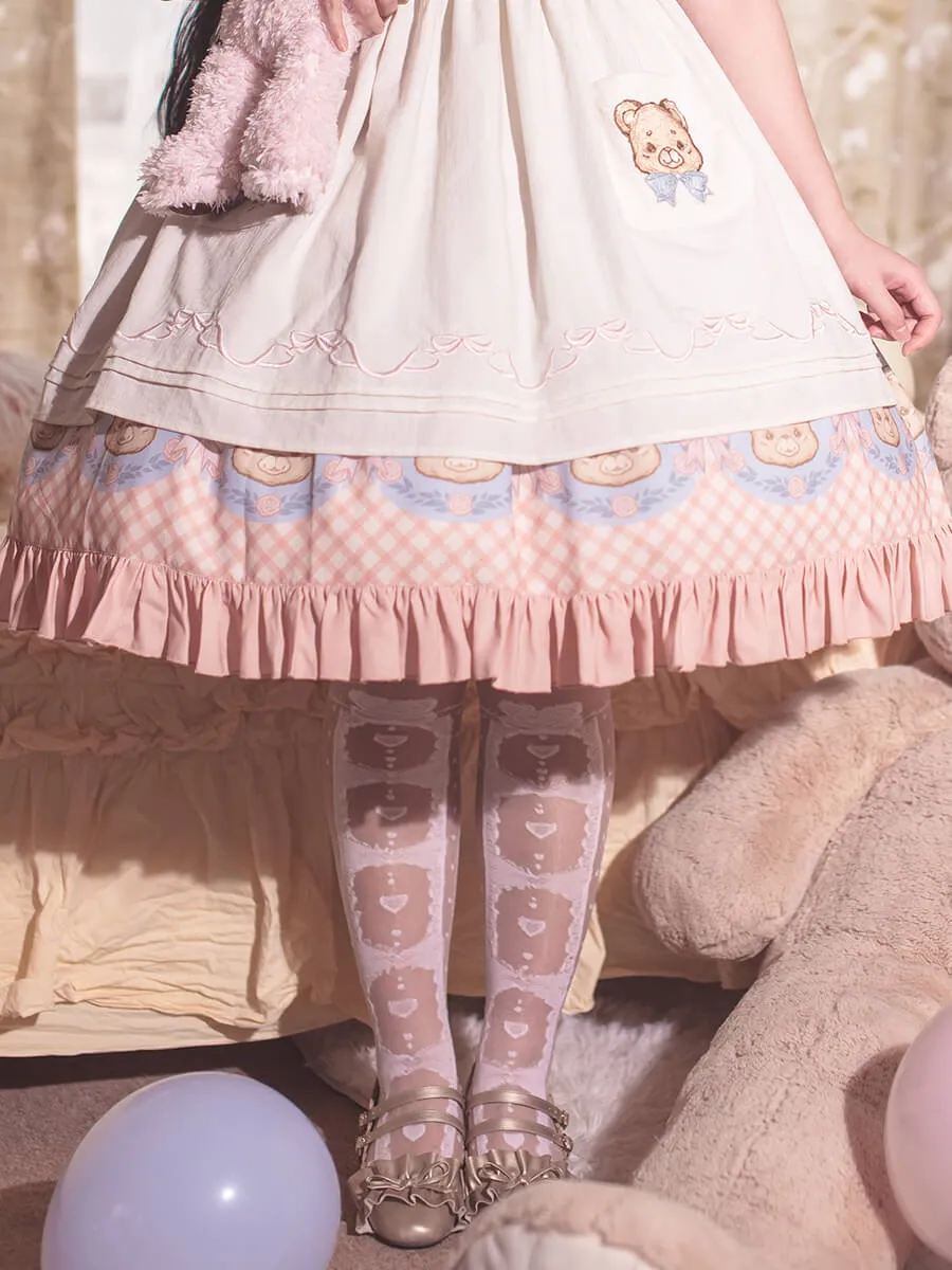 Bow Hearts Pattern Knee Socks