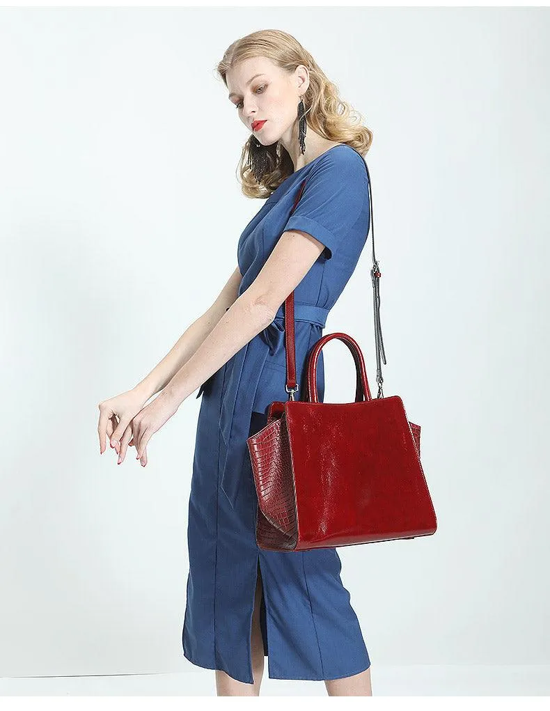 Burgundy Real Leather Handbag