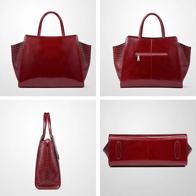 Burgundy Real Leather Handbag