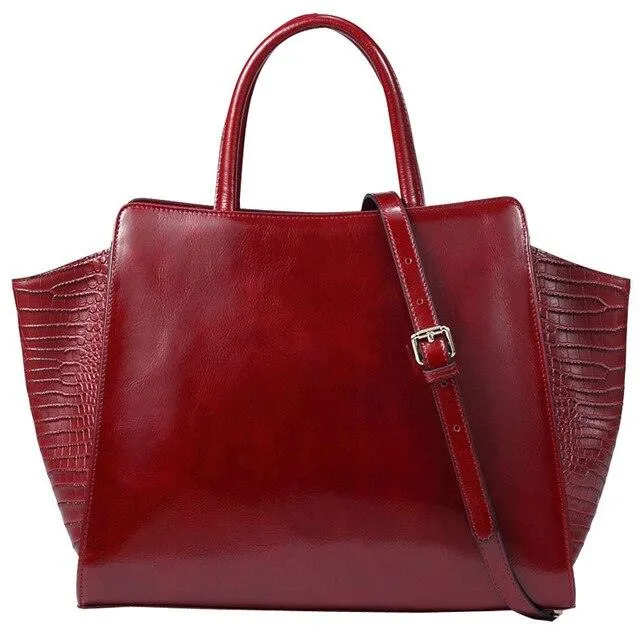 Burgundy Real Leather Handbag