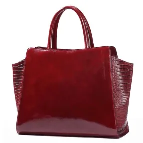 Burgundy Real Leather Handbag