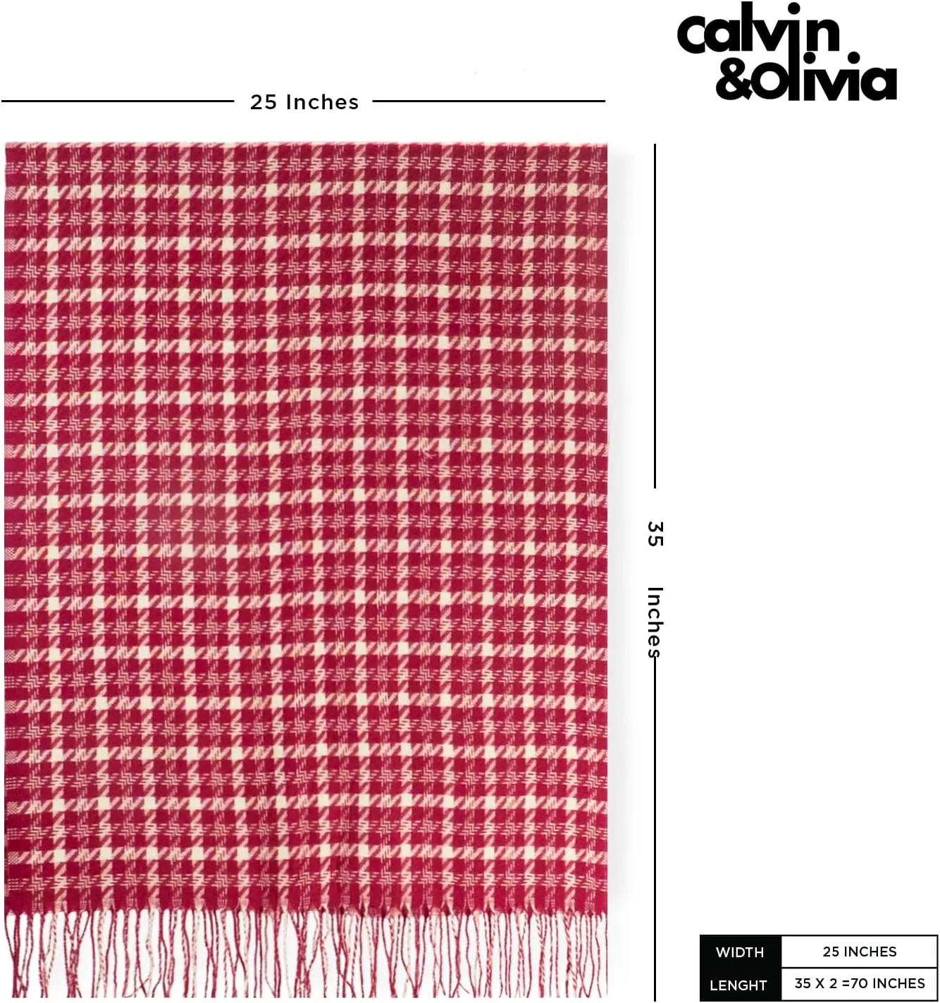 CALVIN & OLIVIA Women's Fall Winter Scarf Thick Classic Plaid Scarf Wrap Warmth Soft Oversized Cashmere Feel Scarves