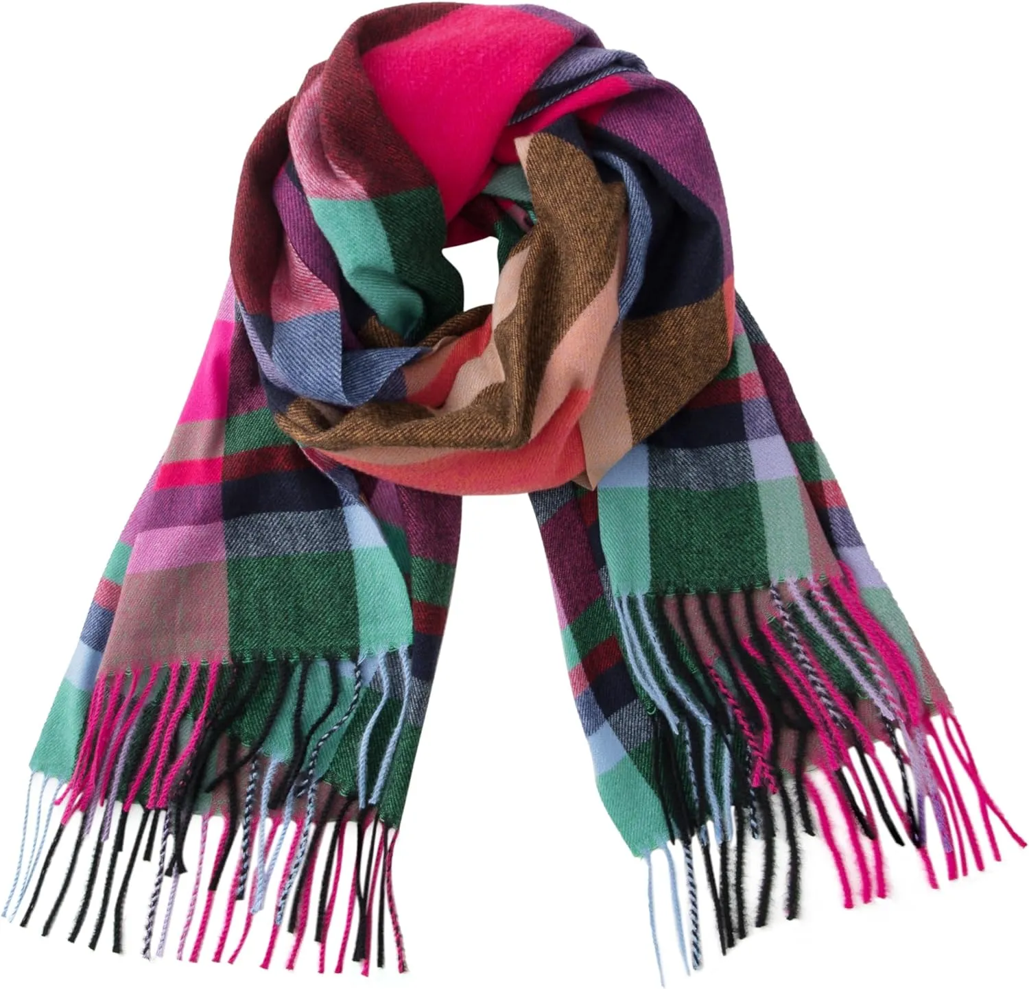 CALVIN & OLIVIA Women's Fall Winter Scarf Thick Classic Plaid Scarf Wrap Warmth Soft Oversized Cashmere Feel Scarves