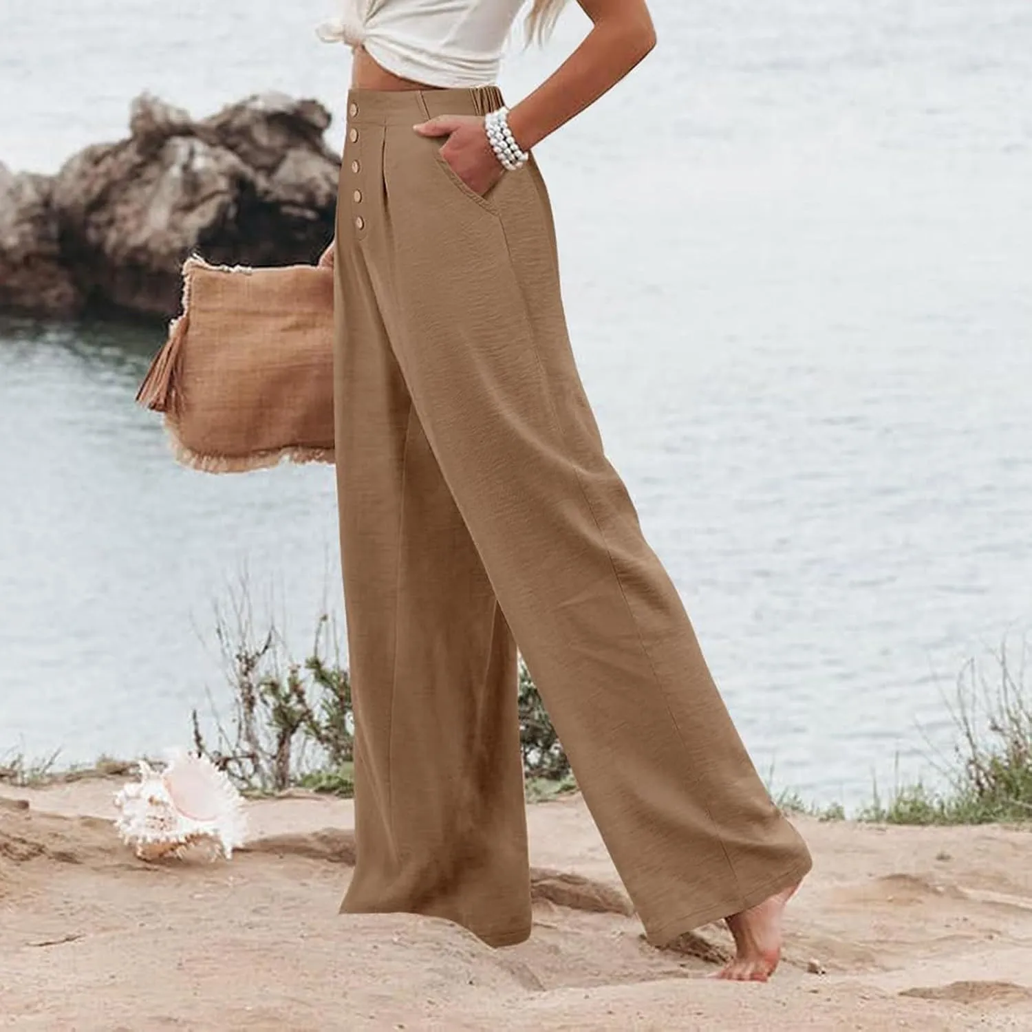 Cargo Pants for Women Women High Waist Casual Work Business Casual High Waisted Dressy Pants Flowy Trousers Office