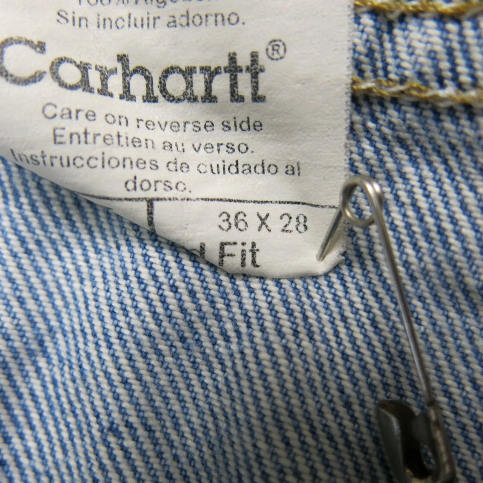 Carhartt Mens Jeans Denim Slim Straight Leg Mid Rise Light Blue Size W36XL28