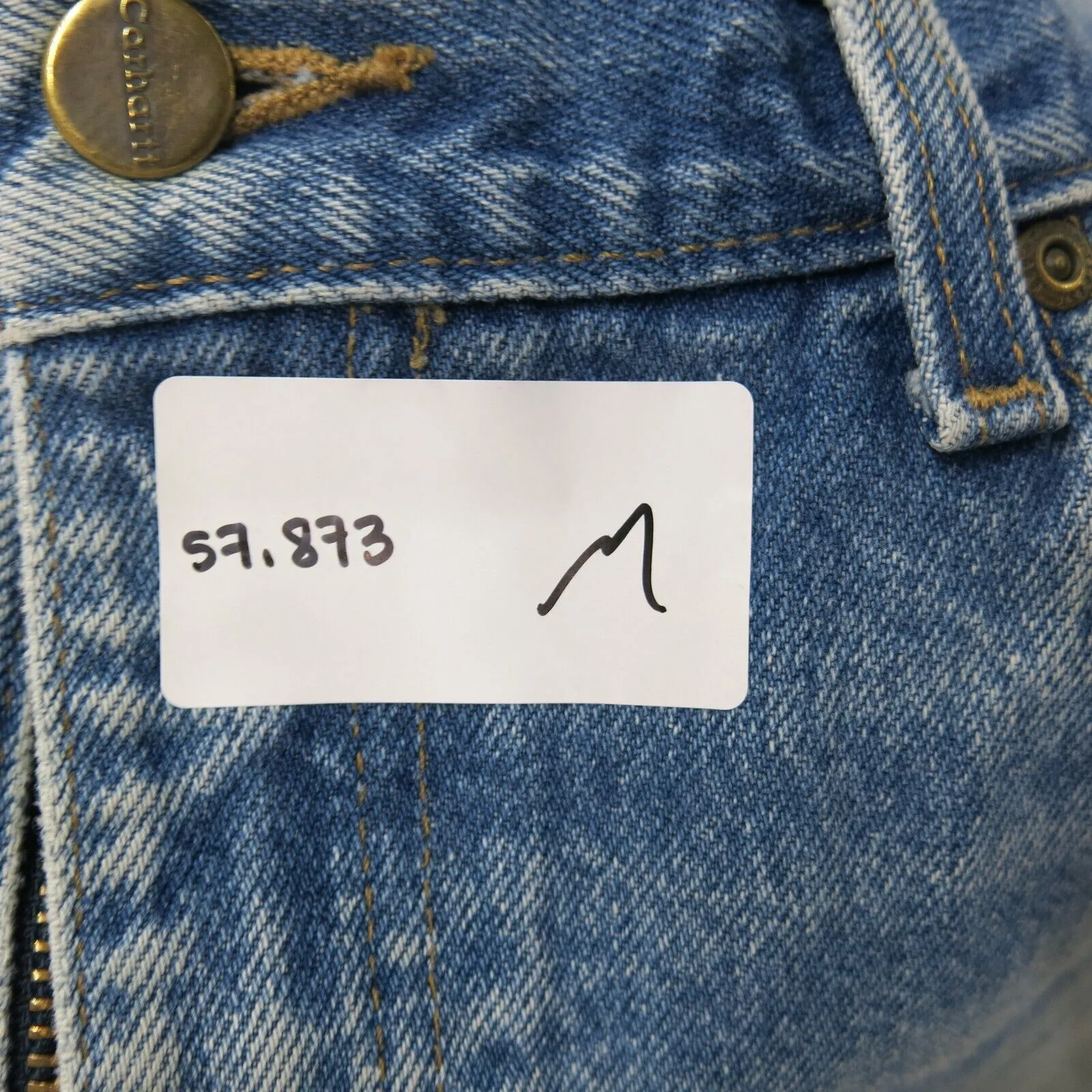 Carhartt Mens Jeans Denim Slim Straight Leg Mid Rise Light Blue Size W36XL28