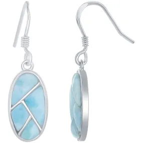 Caribbean Treasures Women's Earrings - Blue Larimar Oval Multi Shaped Silver | D-7205