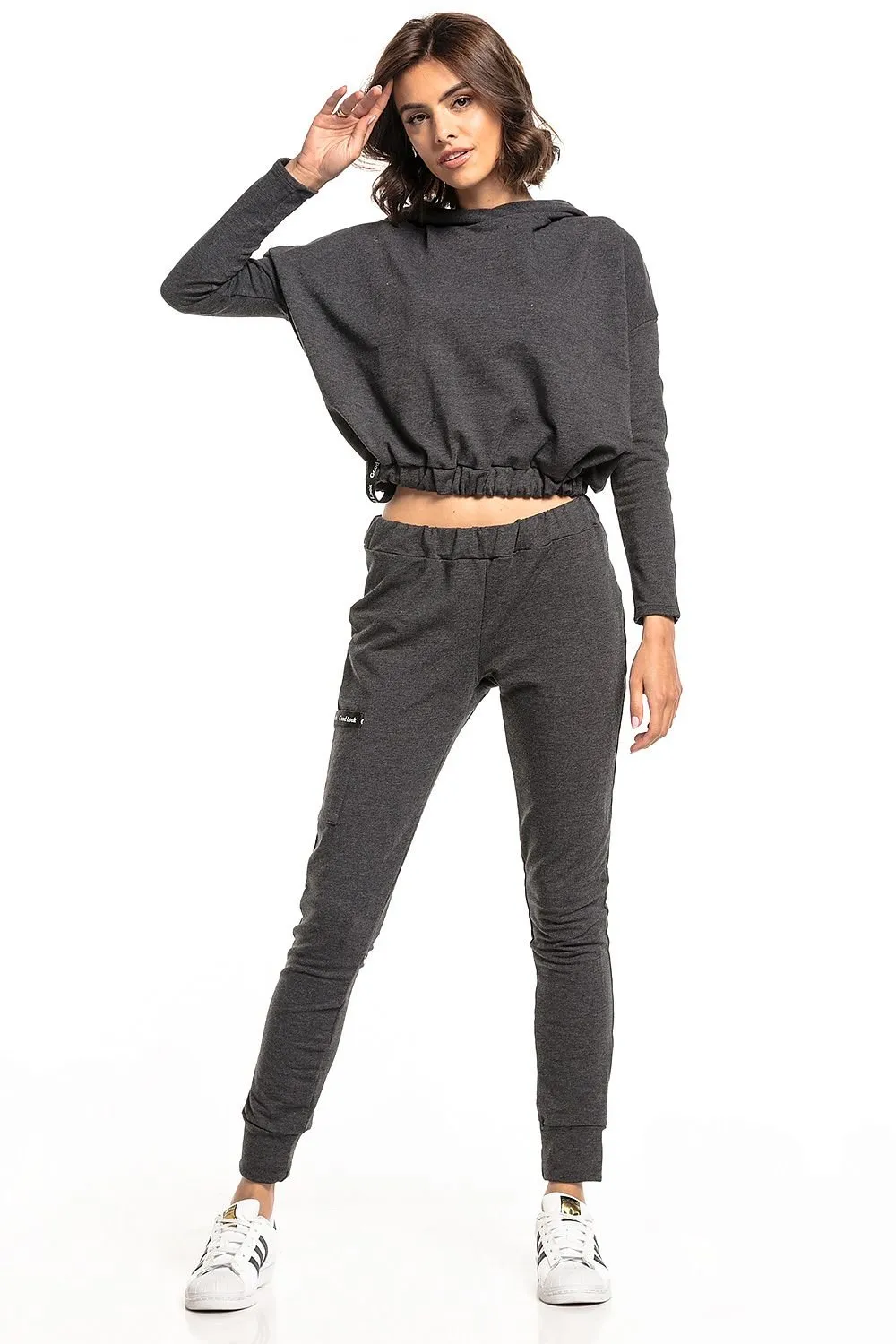 Chic Hooded Cotton Blend Sweatshirt with Ribbed Hem