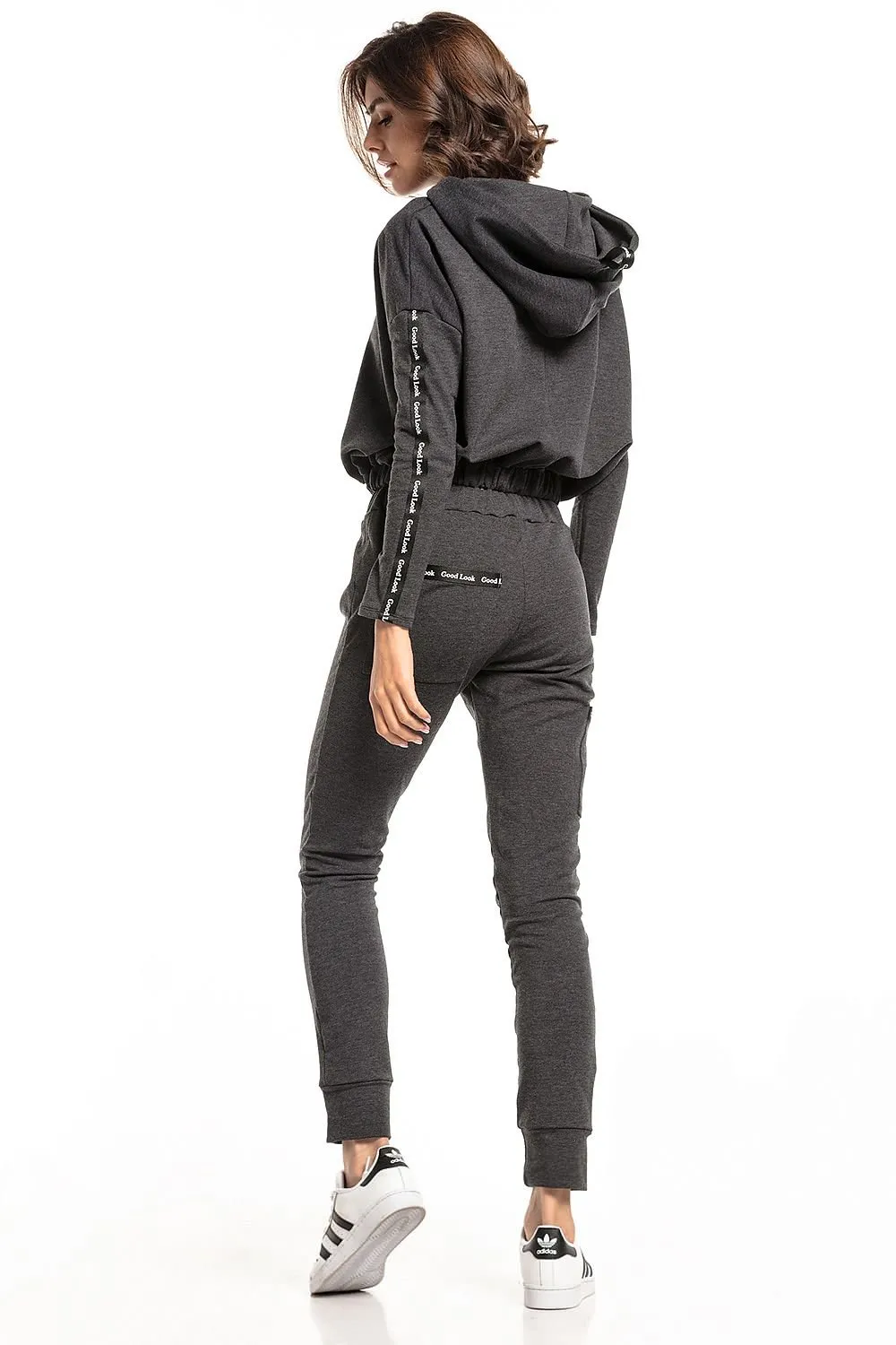 Chic Hooded Cotton Blend Sweatshirt with Ribbed Hem