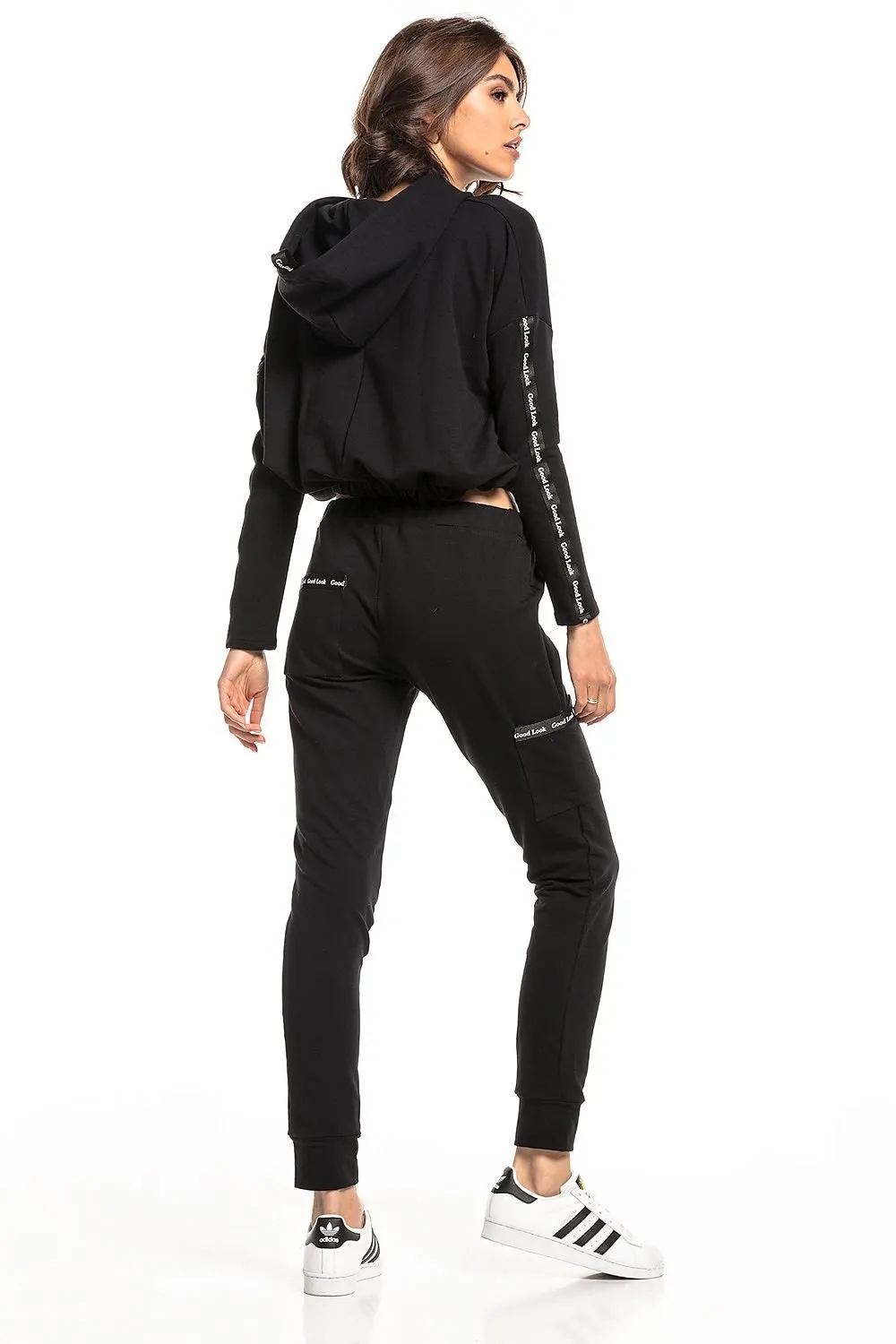 Chic Hooded Cotton Blend Sweatshirt with Ribbed Hem