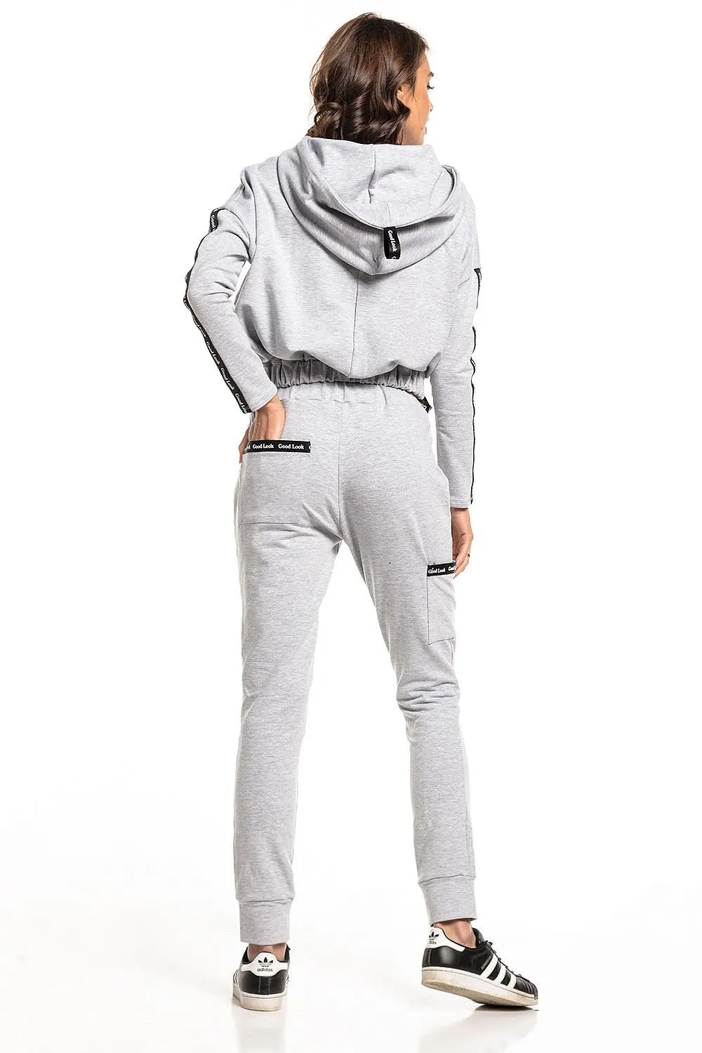 Chic Hooded Cotton Blend Sweatshirt with Ribbed Hem
