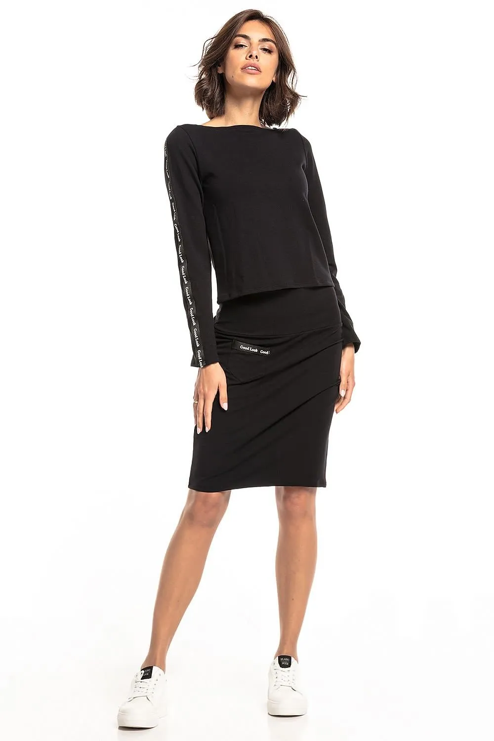 Chic Striped Sleeve Knit Pullover - Effortless Casual Elegance