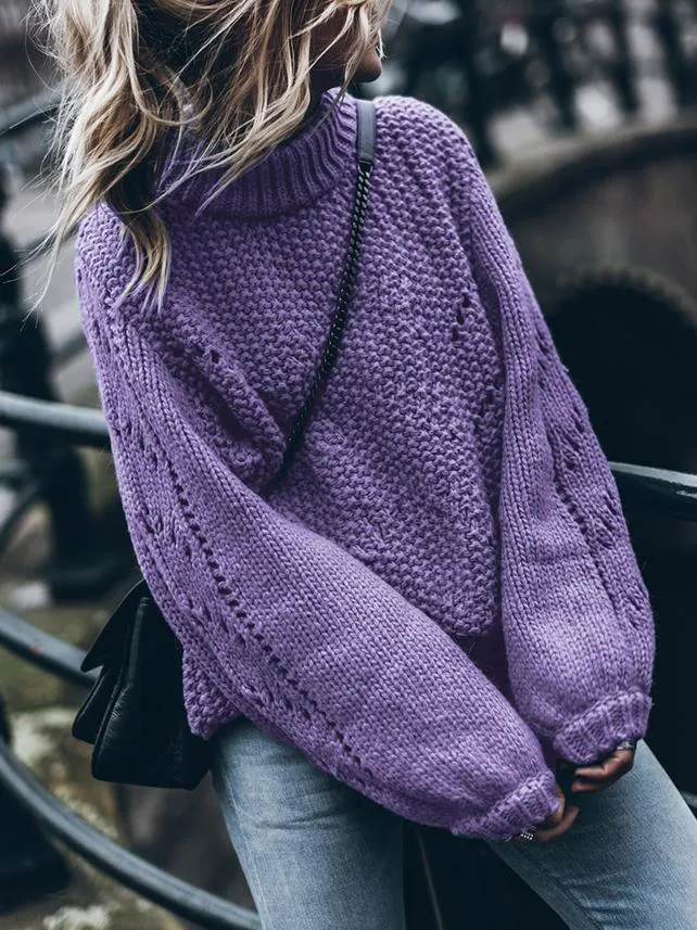 Chicmy-European and American casual women's clothing Women's Sweaters Fashion Round Neck Long Sleeve Sweater