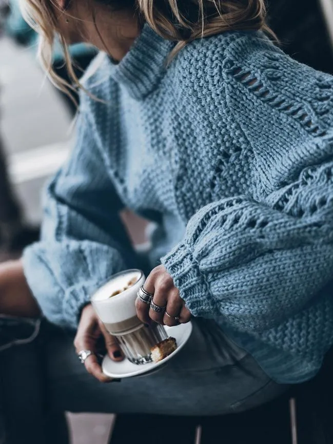 Chicmy-European and American casual women's clothing Women's Sweaters Fashion Round Neck Long Sleeve Sweater