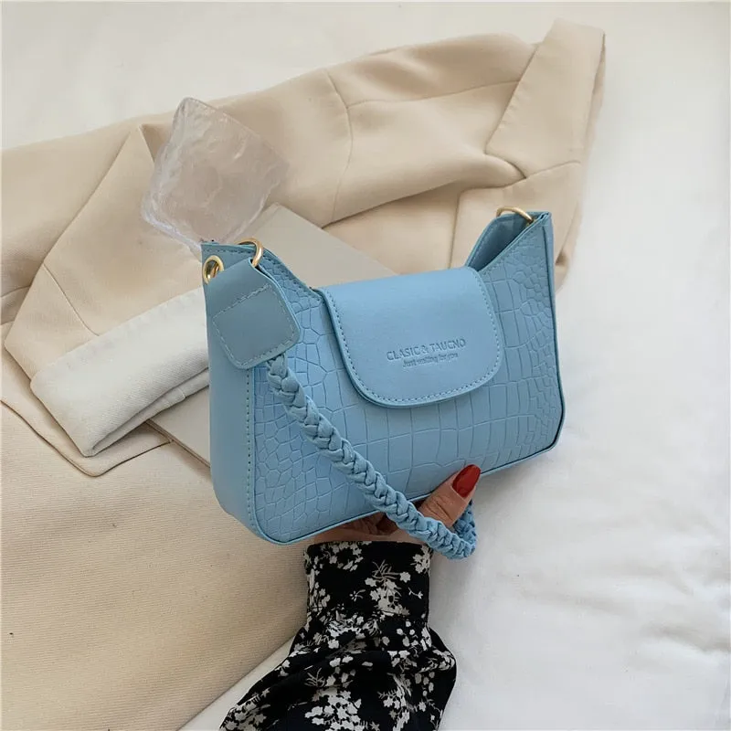 Christmas Gift Fashion Crocodile Pattern Women's Bag New Popular PU Leather Shoulder Bag Luxury Designer Texture Buckle Handbags for Women 2021