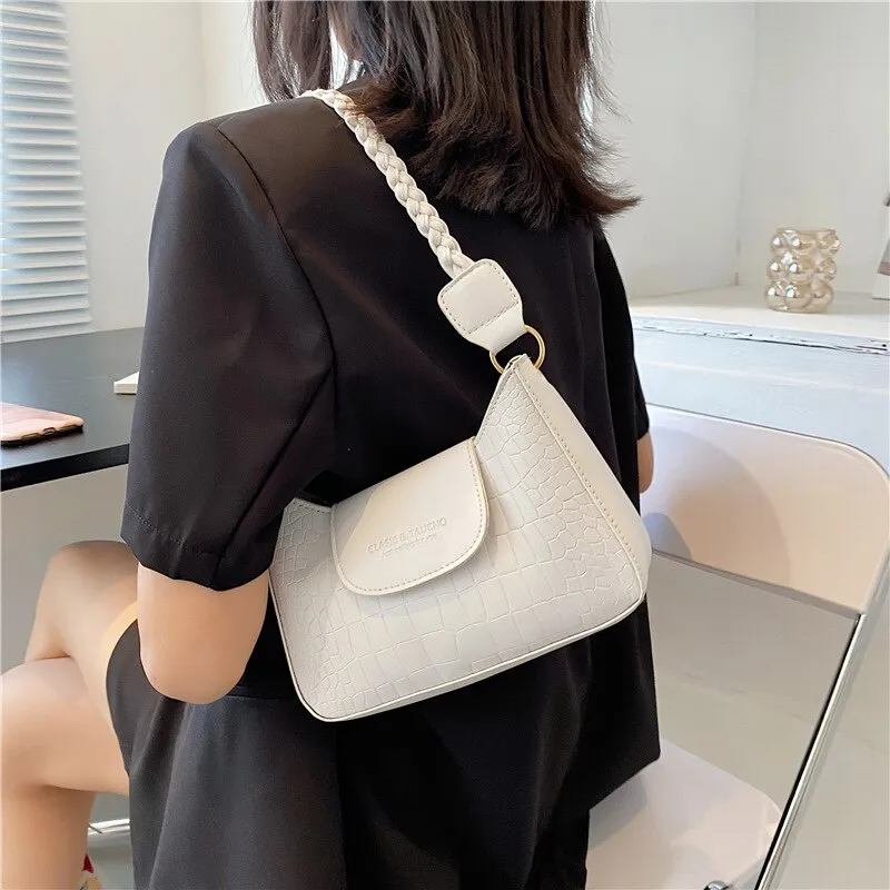 Christmas Gift Fashion Crocodile Pattern Women's Bag New Popular PU Leather Shoulder Bag Luxury Designer Texture Buckle Handbags for Women 2021