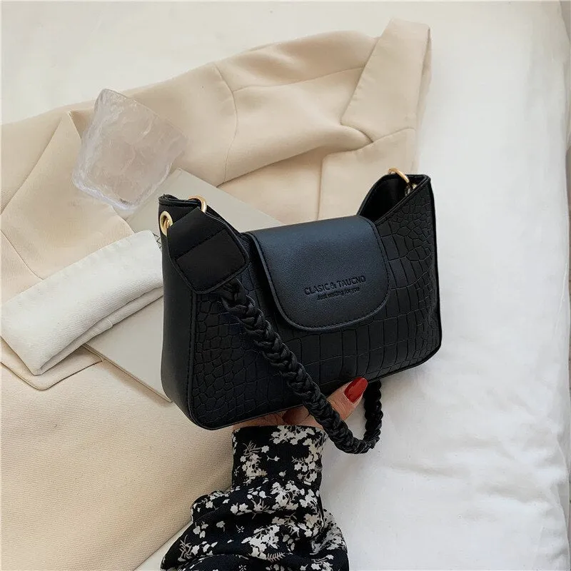 Christmas Gift Fashion Crocodile Pattern Women's Bag New Popular PU Leather Shoulder Bag Luxury Designer Texture Buckle Handbags for Women 2021
