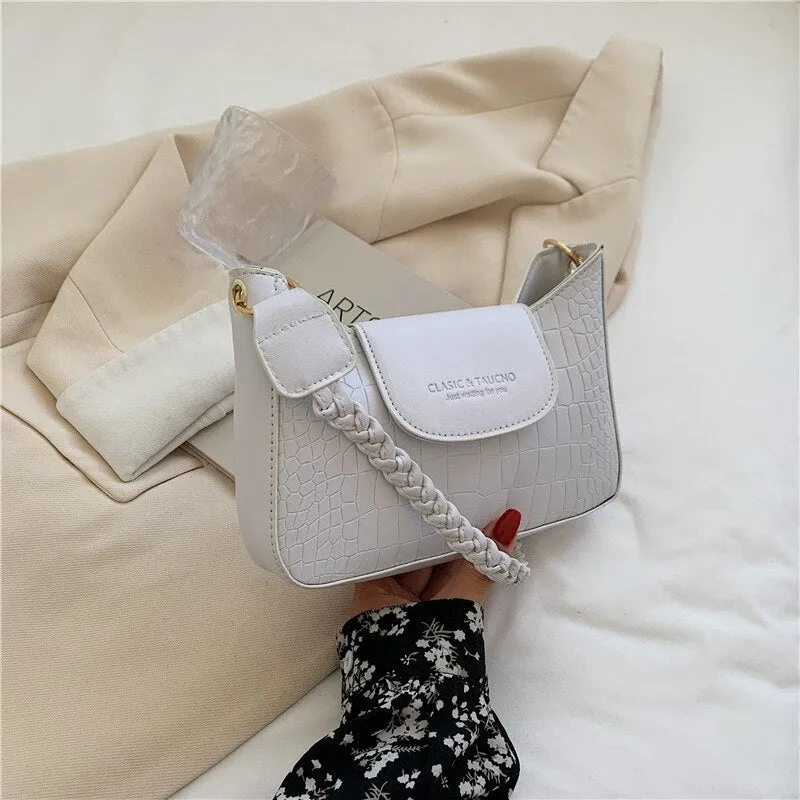 Christmas Gift Fashion Crocodile Pattern Women's Bag New Popular PU Leather Shoulder Bag Luxury Designer Texture Buckle Handbags for Women 2021