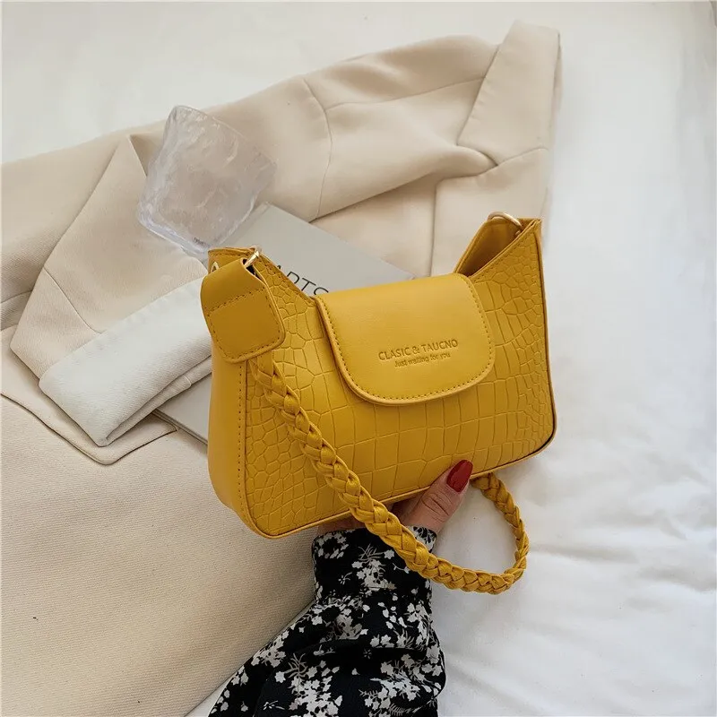 Christmas Gift Fashion Crocodile Pattern Women's Bag New Popular PU Leather Shoulder Bag Luxury Designer Texture Buckle Handbags for Women 2021