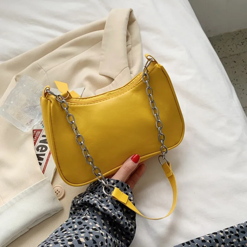 Christmas Gift Soft PU Leather Women Purple Underarm Bag Retro Solid Color Ladies Baguette Handbags Fashion Design Girls Small Shoulder Bags