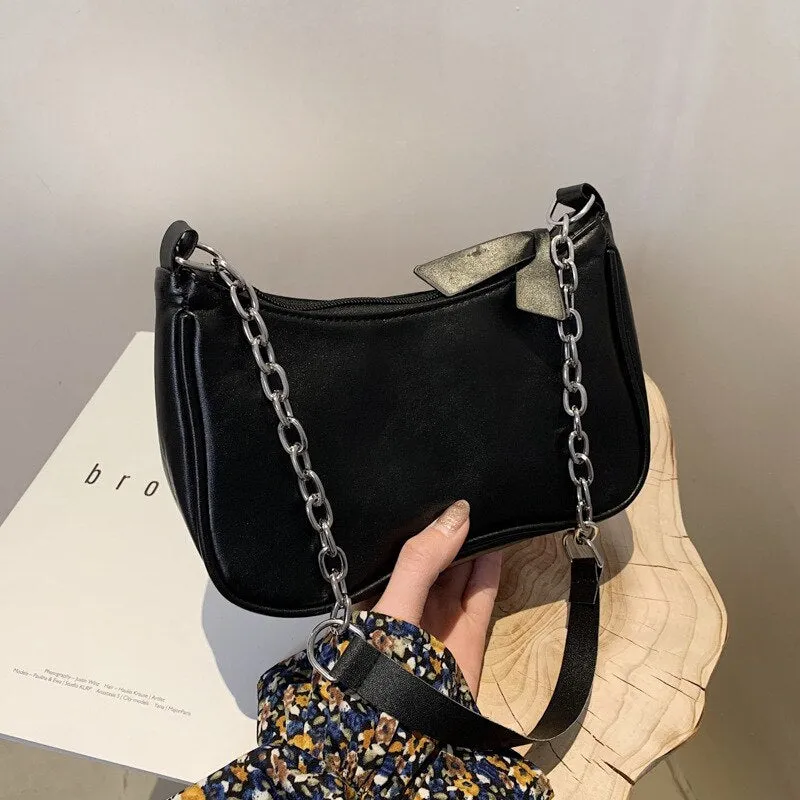 Christmas Gift Soft PU Leather Women Purple Underarm Bag Retro Solid Color Ladies Baguette Handbags Fashion Design Girls Small Shoulder Bags