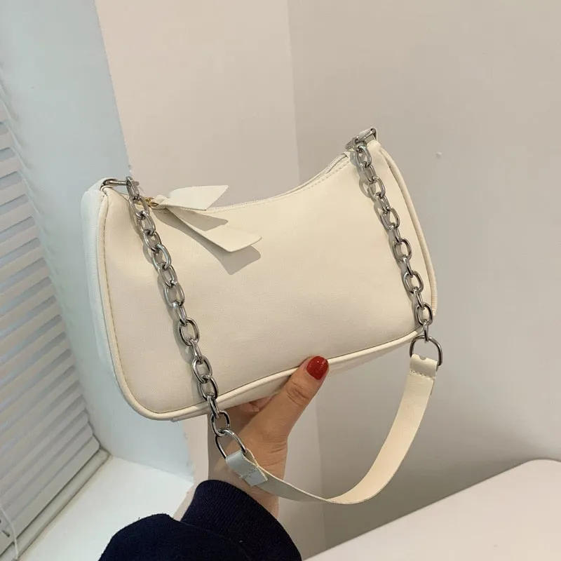Christmas Gift Soft PU Leather Women Purple Underarm Bag Retro Solid Color Ladies Baguette Handbags Fashion Design Girls Small Shoulder Bags