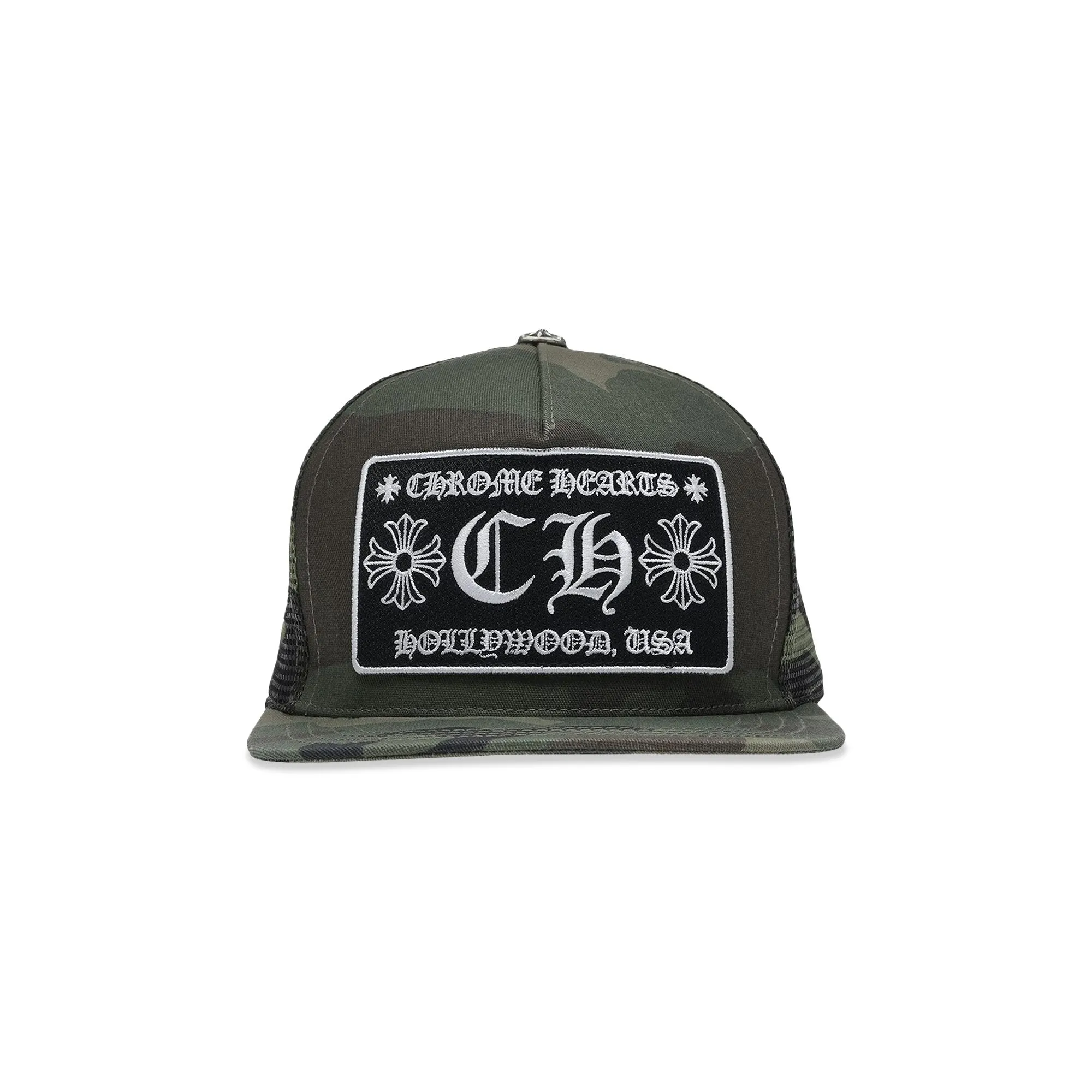 Chrome Hearts Hollywood Trucker Cap, Green Camo