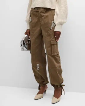 Cinq a Sept Crystal Chrysanthemum Zola Pant in Olive