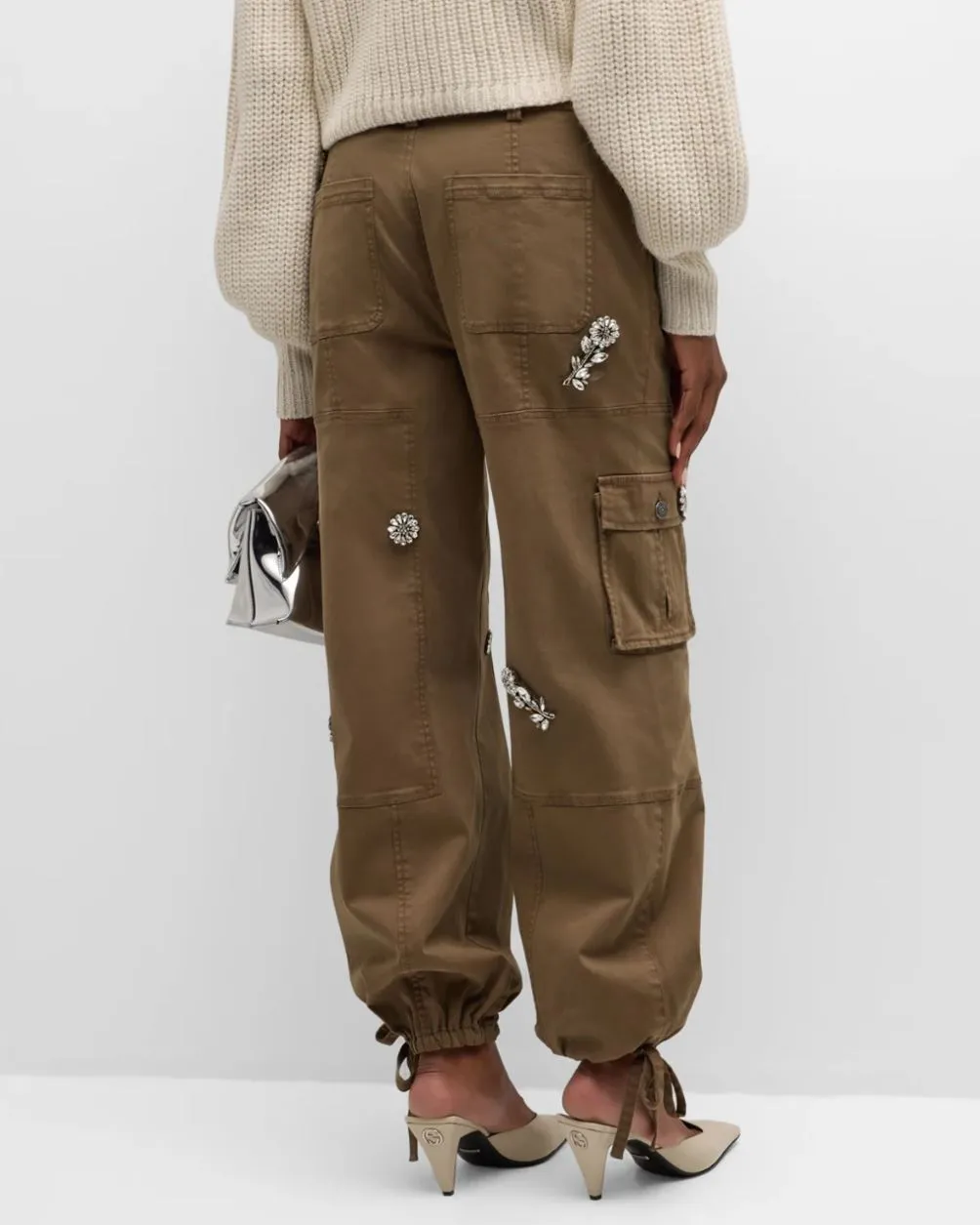Cinq a Sept Crystal Chrysanthemum Zola Pant in Olive