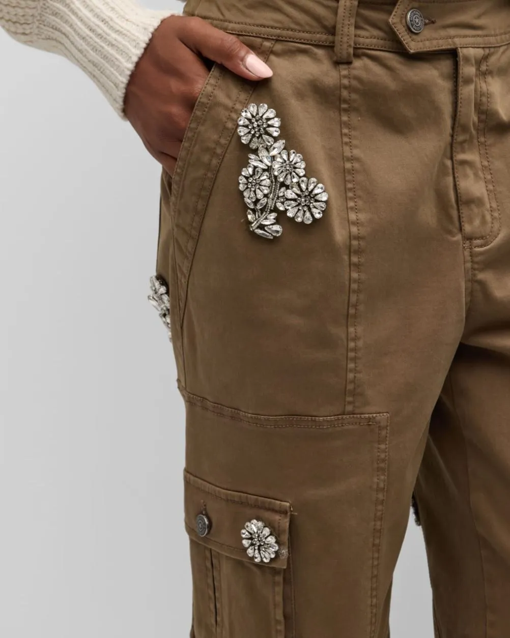 Cinq a Sept Crystal Chrysanthemum Zola Pant in Olive