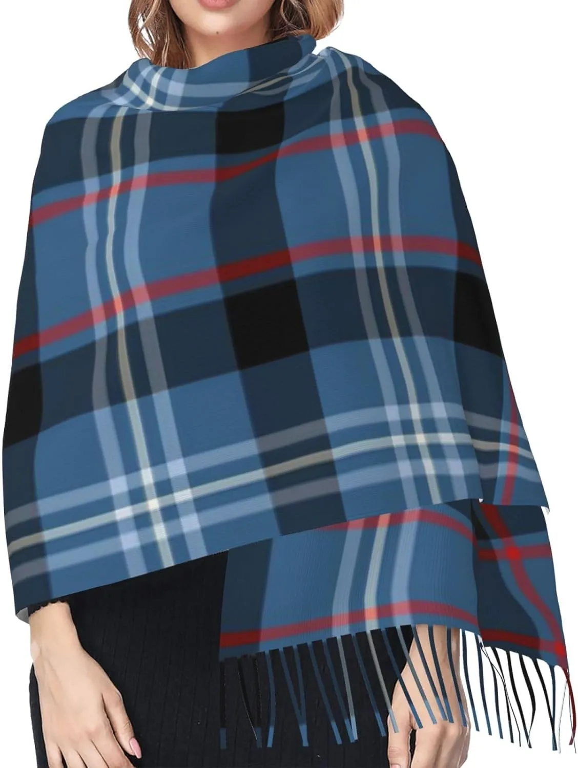 Clan Laing Tartan Imitation Cashmere Tassel Scarf Winter Scarf Autumn Softest Classic Warm