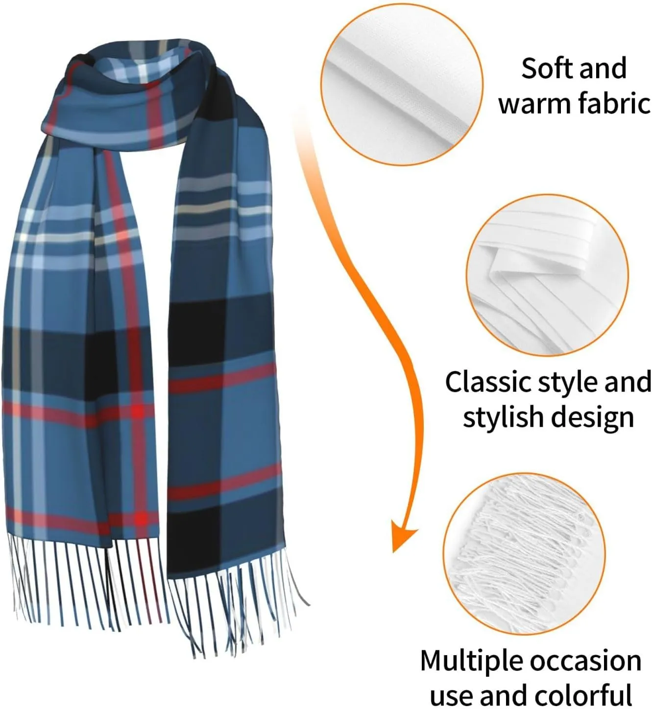 Clan Laing Tartan Imitation Cashmere Tassel Scarf Winter Scarf Autumn Softest Classic Warm