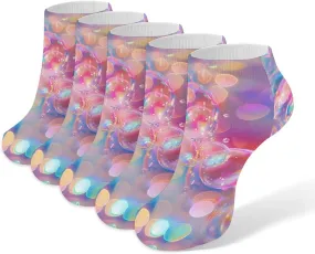 Colorful Bubbles Magic 5 Pairs Ankle Socks Low-Cut Non Slip Athletic Running Flat Sock for Men And Women