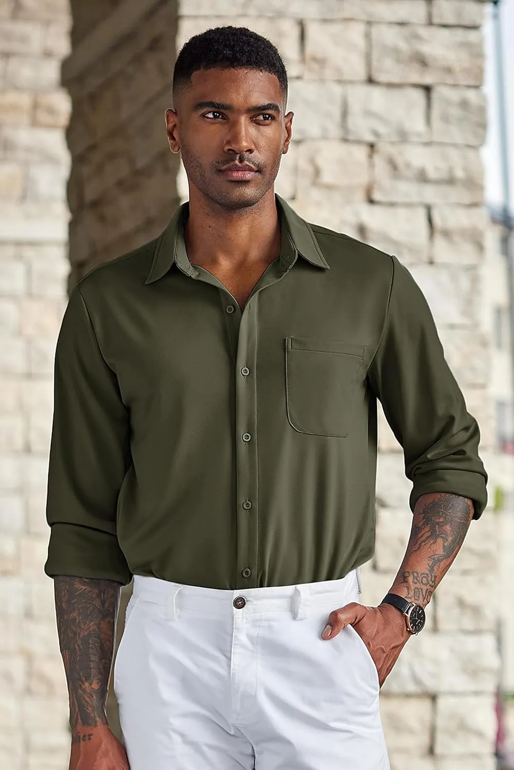 COOFANDY Men's Wrinkle Free Shirts Casual Long Sleeve Button Down Dress Shirts