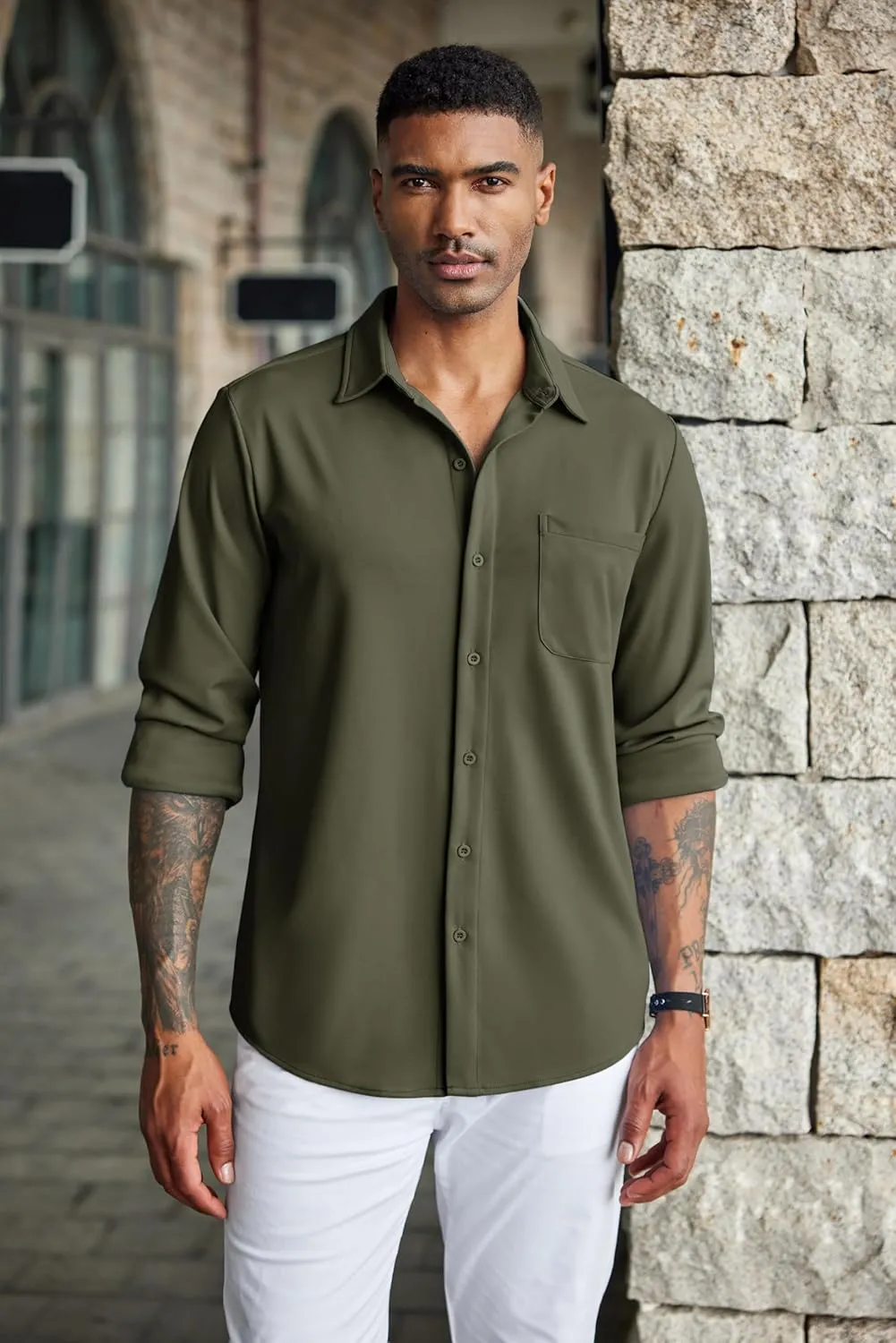 COOFANDY Men's Wrinkle Free Shirts Casual Long Sleeve Button Down Dress Shirts