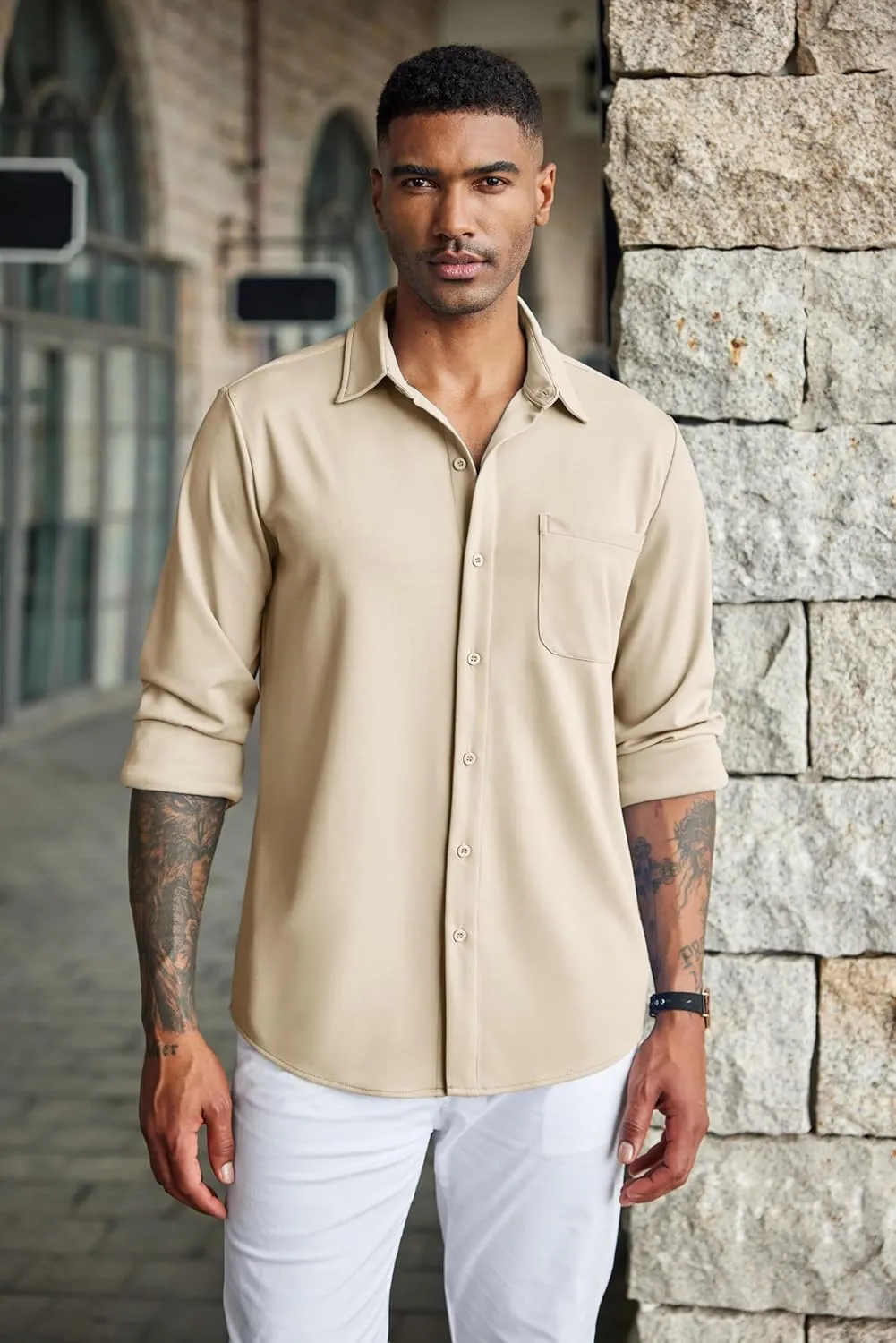COOFANDY Men's Wrinkle Free Shirts Casual Long Sleeve Button Down Dress Shirts
