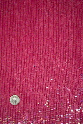 Deep Pink Sequins & Beads on Silk Chiffon JEC-132-32 Fabric