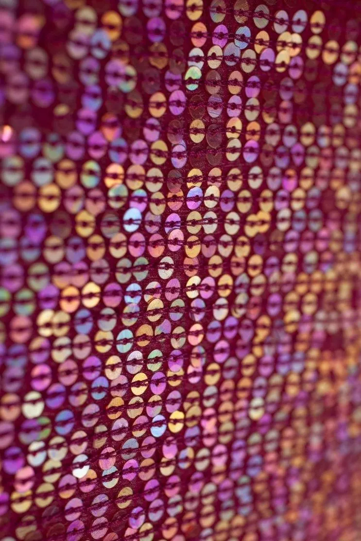 Deep Pink Sequins & Beads on Silk Chiffon JEC-132-32 Fabric